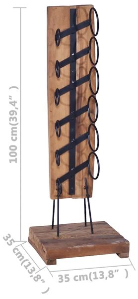 Stalak za vino za 6 boca 35 x 35 x 100 cm od masivne tikovine
