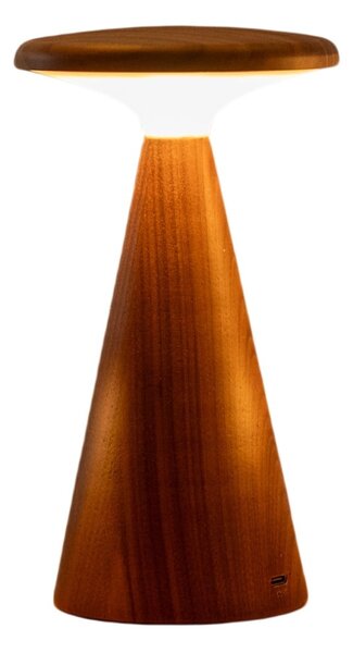 LED stolna lampa u tamnoj prirodnoj boji s drvenim sjenilom (visina 14 cm) Sylva – Gingko
