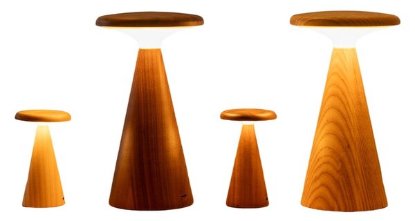 LED stolna lampa u tamnoj prirodnoj boji s drvenim sjenilom (visina 14 cm) Sylva – Gingko
