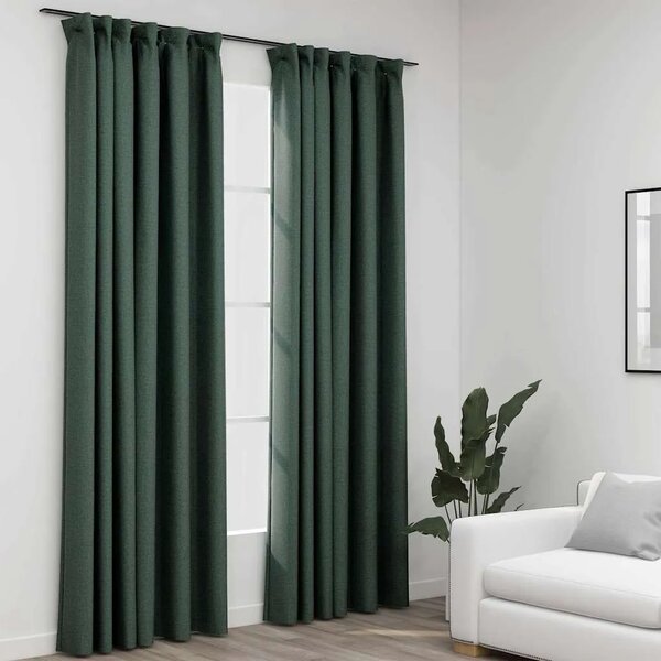 Zavjese za zamračivanje s kukama 2 kom zelene 140 x 245 cm - Zelena 140 x 245 cm 2 Zelena