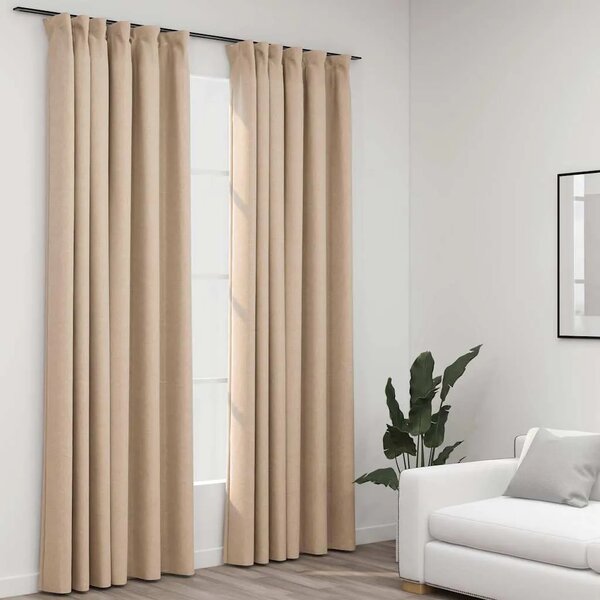 Zavjese za zamračivanje s kukama 2 kom bež 140 x 225 cm - Bež 140 x 225 cm 2 Bež