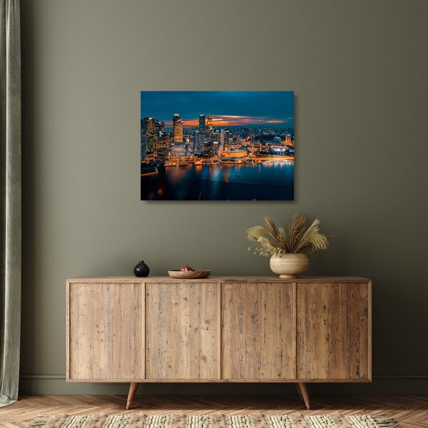Staklena slika noćnog grada (70x50 cm)