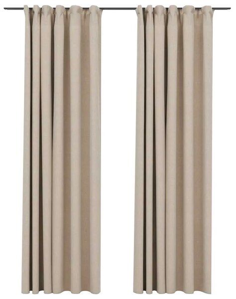 Zavjese za zamračivanje s kukama 2 kom bež 140 x 225 cm - Bež 140 x 225 cm 2 Bež