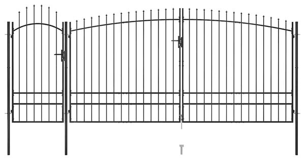 Vrtna ograda Woerden s vrhom u obliku koplja 5x1 95 m crna - 5 x 2.45 m 5 x 2.45 m
