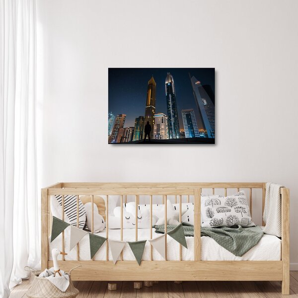 Staklena slika noćnog grada (70x50 cm)