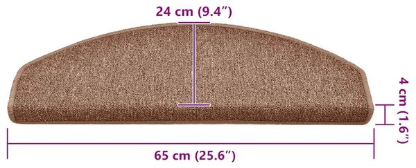 Prostirke za stepenice 15 kom 65x24x4 cm Smeđe poluokrugle velike - Smeđa 65 x 24 x 4 cm 15 Smeđa