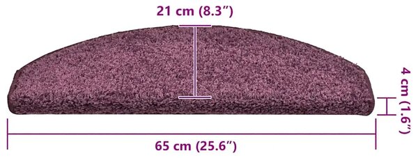 Prostirke za stepenice 15 kom 65x21x4 cm tamnoljubičaste poluokrugle velike - tamnoljubičasta 65 x 21 x 4 cm 15 tamnoljubičasta