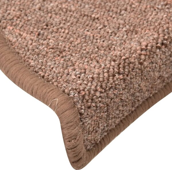 Tepisi za stepenice 15 kom smeđi 56 x 17 x 3 cm - Smeđa 56 x 17 x 3 cm 15 Smeđa