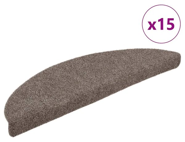 Prostirke za stepenice samoljepljive 15 kom 56x17x3 cm bež poluokrugle - Bež 56 x 17 x 3 cm 15 Bež