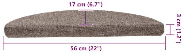 Prostirke za stepenice samoljepljive 15 kom 56x17x3 cm bež poluokrugle - Bež 56 x 17 x 3 cm 15 Bež