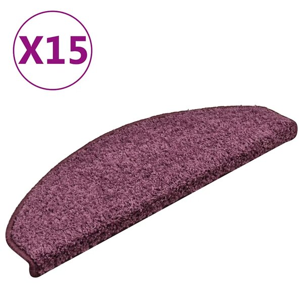 Prostirke za stepenice 15 kom 65x21x4 cm tamnoljubičaste poluokrugle velike - tamnoljubičasta 65 x 21 x 4 cm 15 tamnoljubičasta
