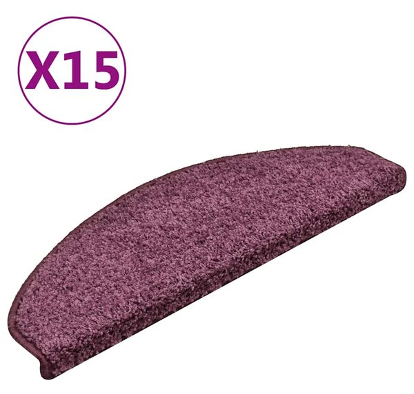 Prostirke za stepenice 15 kom 65x21x4 cm tamnoljubičaste poluokrugle velike - tamnoljubičasta 65 x 21 x 4 cm 15 tamnoljubičasta