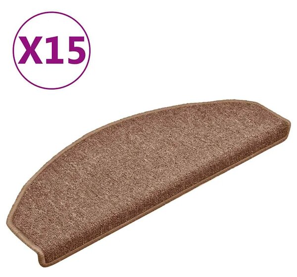 Prostirke za stepenice 15 kom 65x24x4 cm Smeđe poluokrugle velike - Smeđa 65 x 24 x 4 cm 15 Smeđa