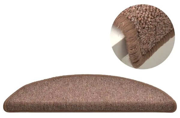 Tepisi za stepenice 15 kom smeđi 56 x 17 x 3 cm - Smeđa 56 x 17 x 3 cm 15 Smeđa