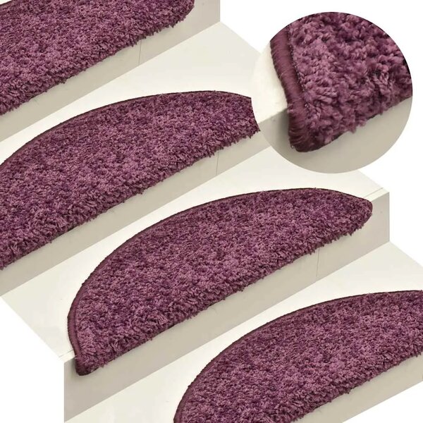 Prostirke za stepenice 15 kom 65x21x4 cm tamnoljubičaste poluokrugle velike - tamnoljubičasta 65 x 21 x 4 cm 15 tamnoljubičasta