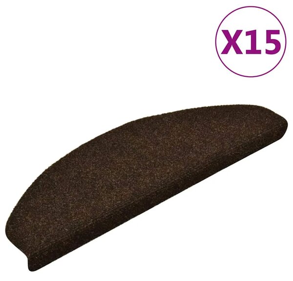 Prostirke za stepenice samoljepljive 15 kom 65x21x4 cm smeđe poluokrugle velike - Smeđa 65 x 21 x 4 cm 15 Smeđa