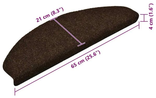 Prostirke za stepenice samoljepljive 15 kom 65x21x4 cm smeđe poluokrugle velike - Smeđa 65 x 21 x 4 cm 15 Smeđa