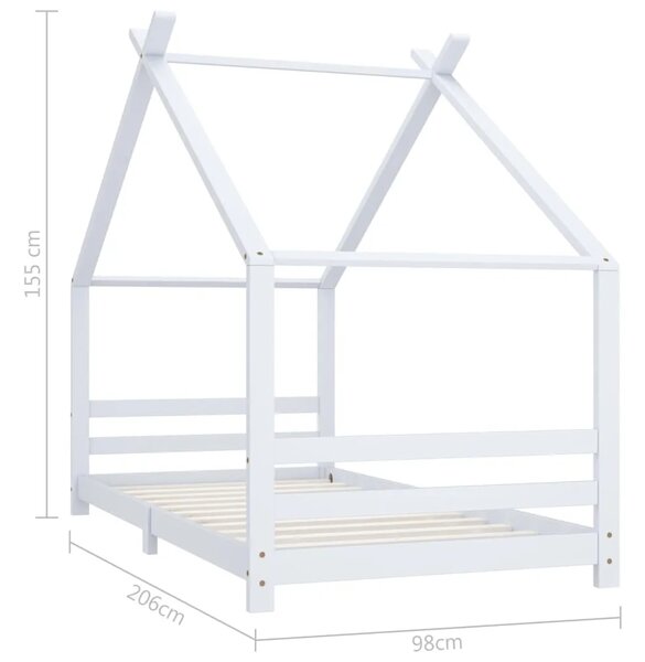 Okvir za dječji krevet od masivne borovine bijeli 90 x 200 cm - Bijela 90 x 200 cm Bijela 90 x 200 cm