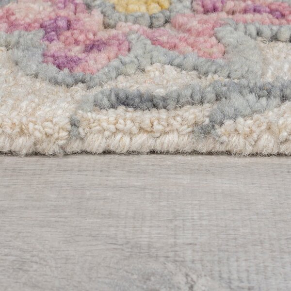Krem ručno rađen vunen tepih 120x170 cm Tania Floral – Flair Rugs