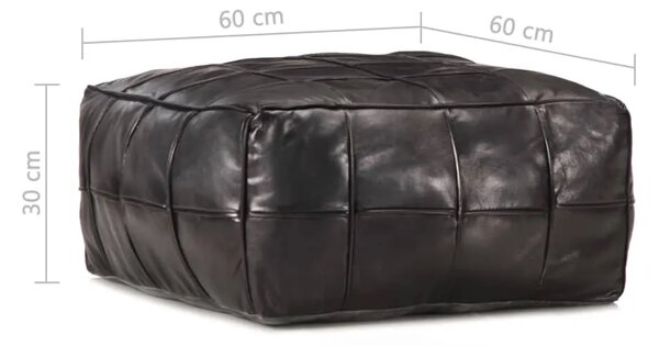 Tabure crni 60 x 60 x 30 cm od prave kozje kože - Crna 1 Crna