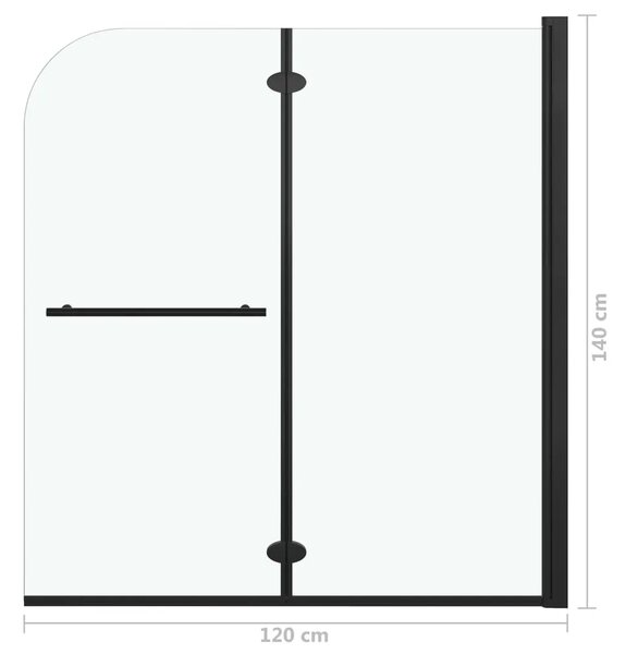 Sklopiva vrata za tuš kabinu s 2 ploče ESG 120 x 140 cm crna - 120 x 140 cm Transparentan 120 x 140 cm Transparentan
