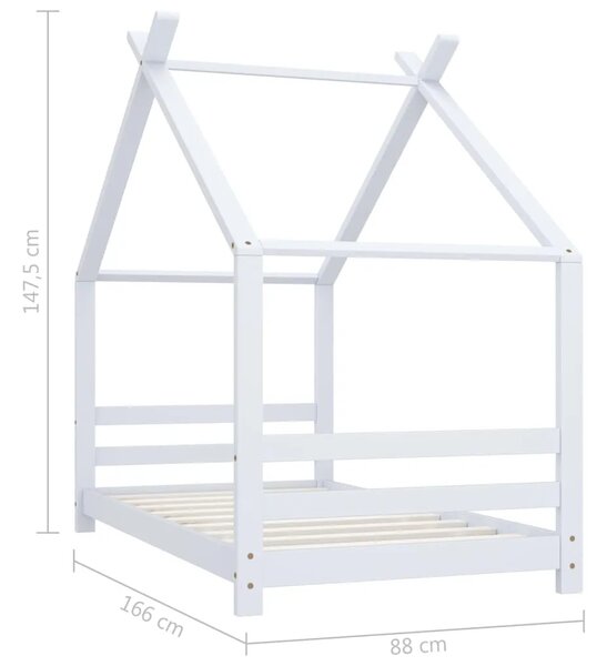 Okvir za dječji krevet od masivne borovine bijeli 80 x 160 cm - Bijela 80 x 160 cm Bijela 80 x 160 cm