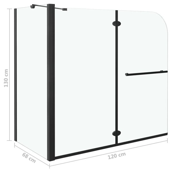 Dvostruka preklopna Tuš kabina ESG 120 x 68 x 130 cm crna - Transparentan