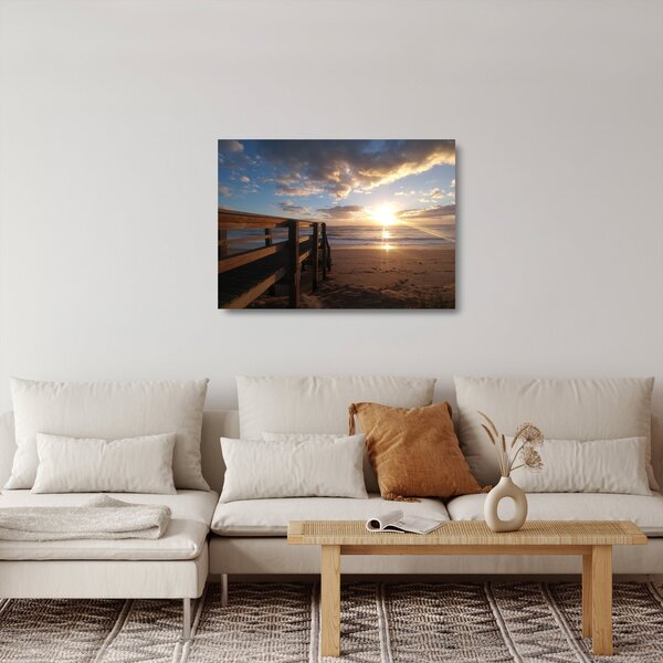 Staklena slika mola, plaže i mora (70x50 cm)