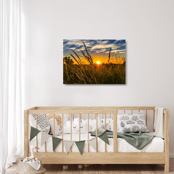 Staklena slika polja pri zalasku sunca (70x50 cm)