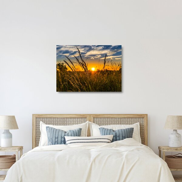 Staklena slika polja pri zalasku sunca (70x50 cm)