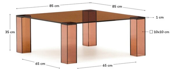 Smeđi stakleni stolić za kavu 85x85 cm Adularia – Kave Home