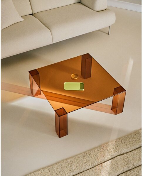 Smeđi stakleni stolić za kavu 85x85 cm Adularia – Kave Home