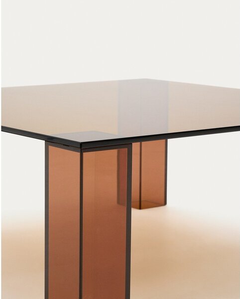 Smeđi stakleni stolić za kavu 85x85 cm Adularia – Kave Home