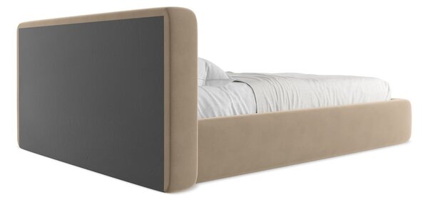 Svjetlo smeđi tapecirani bračni krevet s prostorom za odlaganje s podnicom 160x200 cm Kiana – Makamii