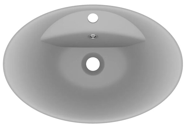 Luksuzni ovalni Lavabo - Umivaonik mat svjetlosivi 58 5 x 39 cm keramički - mat svjetlosiva Mat svjetlosiva