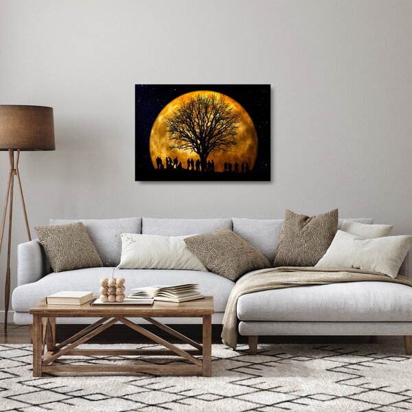 Staklena slika mjeseca i silueta (70x50 cm)