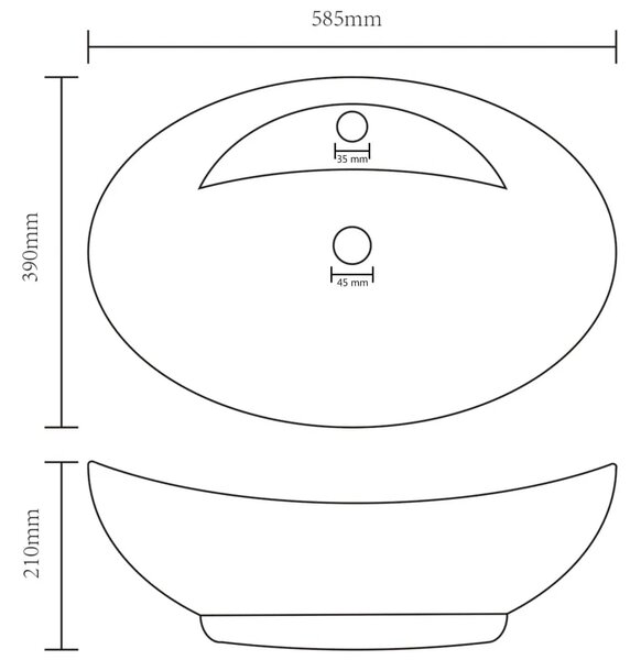 Luksuzni ovalni Lavabo - Umivaonik mat svjetlosivi 58 5 x 39 cm keramički - mat svjetlosiva Mat svjetlosiva