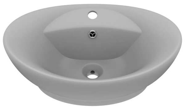 Luksuzni ovalni Lavabo - Umivaonik mat svjetlosivi 58 5 x 39 cm keramički - mat svjetlosiva Mat svjetlosiva
