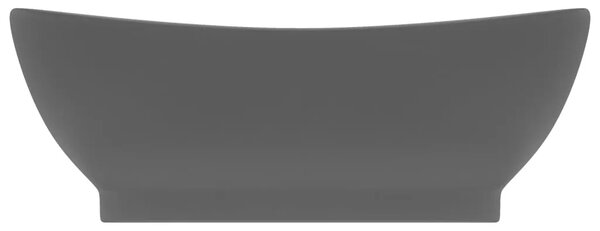 Luksuzni ovalni Lavabo - Umivaonik mat tamnosivi 58 5 x 39 cm keramički - mat tamnosiva Mat tamnosiva