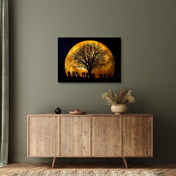 Staklena slika mjeseca i silueta (70x50 cm)