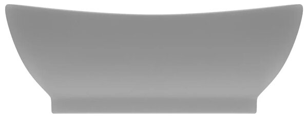 Luksuzni ovalni Lavabo - Umivaonik mat svjetlosivi 58 5 x 39 cm keramički - mat svjetlosiva Mat svjetlosiva