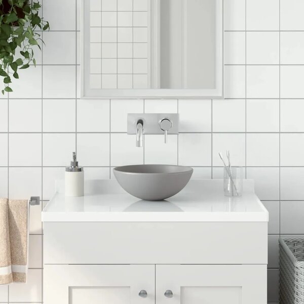 Kupaonski Lavabo - Umivaonik od keramike svjetlosivi okrugli - Svjetlosiva Svjetlosiva