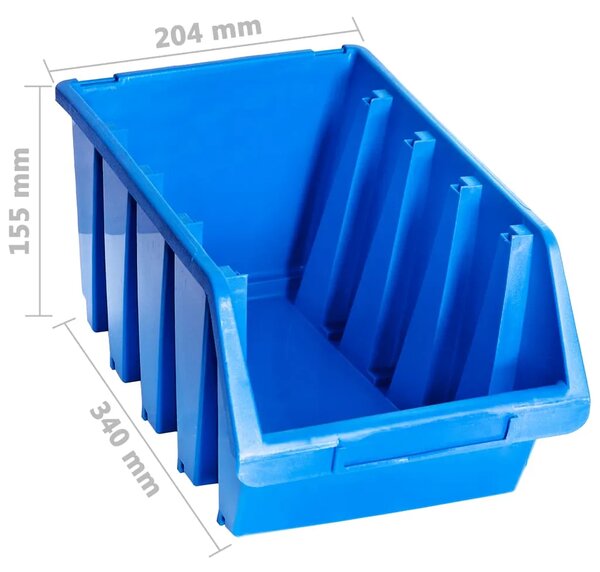 Složive kutije za pohranu 14 kom plave plastične - 204 x 340 x 155 mm 14 1 204 x 340 x 155 mm