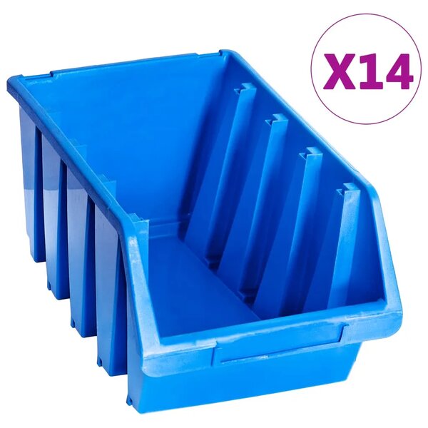 Složive kutije za pohranu 14 kom plave plastične - 204 x 340 x 155 mm 14 1 204 x 340 x 155 mm