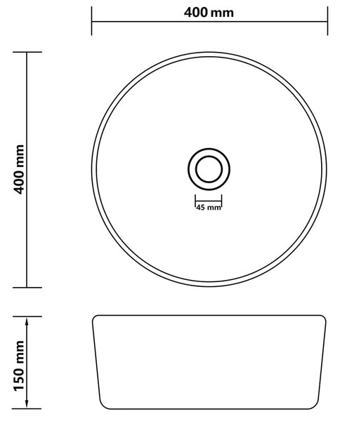 Luksuzni okrugli Lavabo - Umivaonik mat crni 40 x 15 cm keramički - Mat crna Mat crna