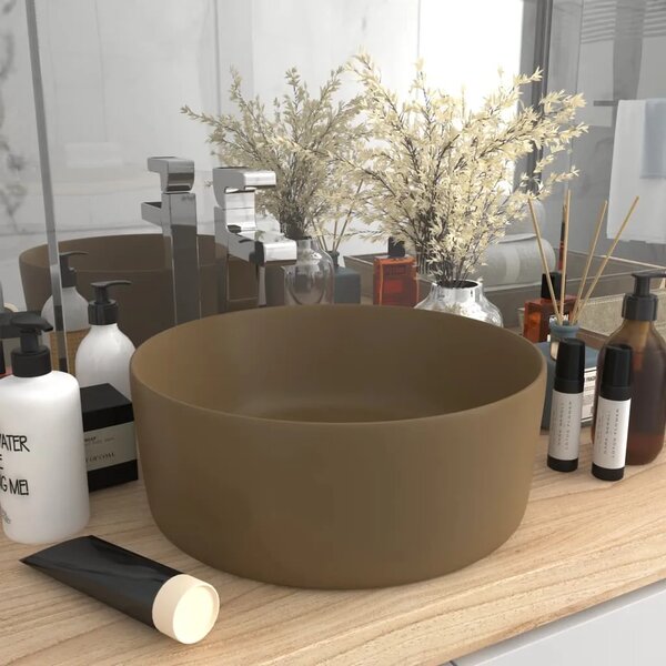 Luksuzni okrugli Lavabo - Umivaonik mat krem 40 x 15 cm keramički - mat krem Mat krem