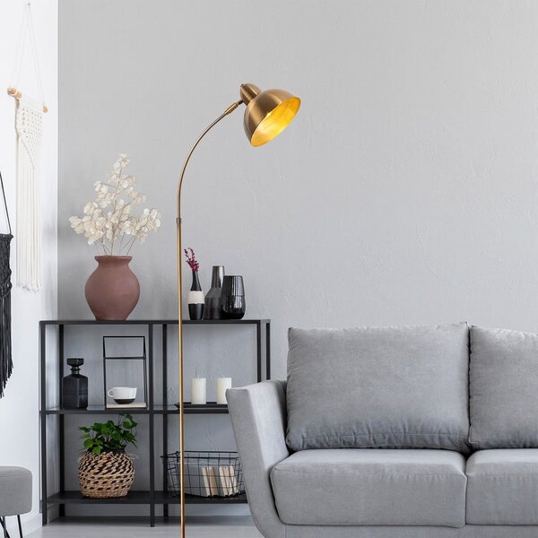 Mjedena stojeća svjetiljka s metalnim sjenilom (visina 162 cm) Marzeo – Opviq lights