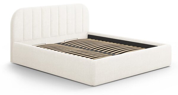 Tapecirani bračni krevet s prostorom za odlaganje s podnicom 140x200 cm boje slonovače Juno – Windsor & Co Sofas