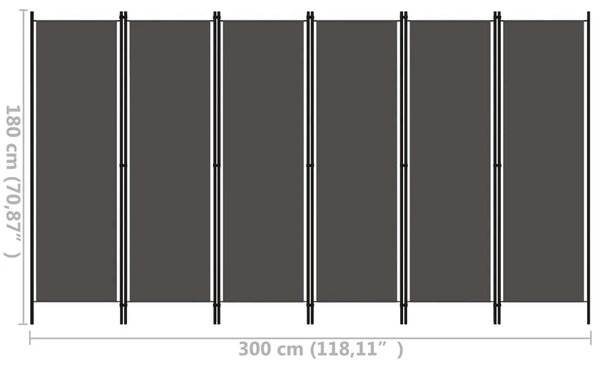 Paravan - Sobna pregrada sa 6 panela antracit 300 x 180 cm - Antracit 6 1 Antracit