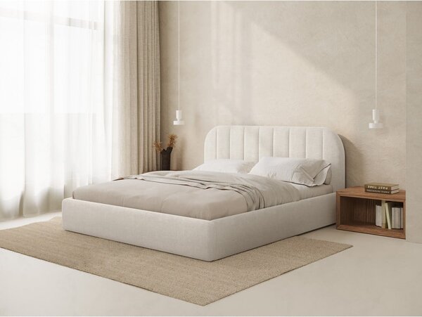 Tapecirani bračni krevet s prostorom za odlaganje s podnicom 140x200 cm boje slonovače Juno – Windsor & Co Sofas